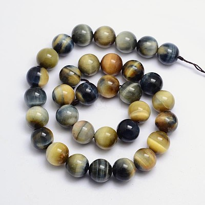 Natural Tiger Eye Round Bead Strands G-L411-04-12mm-1