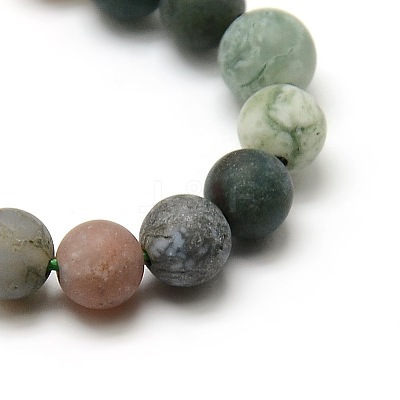 Natural Frosted Indian Agate Round Bead Strands G-M063-6mm-01-1