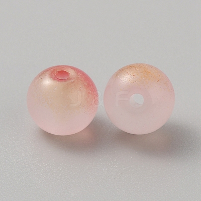 Two Tone Baking Paint Glass Beads GLAA-WH0031-62B-1