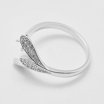 Anti-Tarnish Adjustable Rhodium Plated 925 Sterling Silver Cuff Rings STER-K038-017P-1
