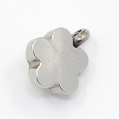 201 Stainless Steel Rhinestone Flower Charm Pendants RB-M030-03B-1