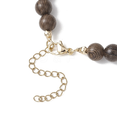 Ocean Dyed Synthetic Turquoise Trutle Pendant 8MM Natural Cultured Freshwater Pearl & Wenge Wood Round Beaded Necklaces for Women NJEW-JN05938-1
