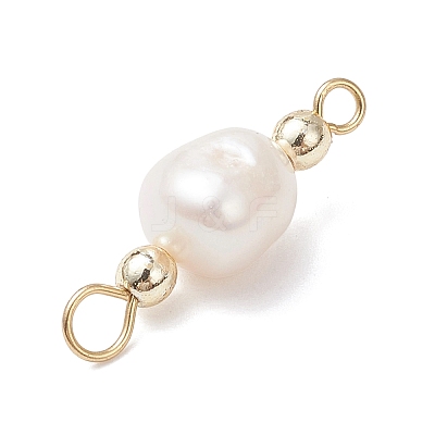 Natural Freshwater Pearl with Synthetic Non-magnetic Hematite Potato Connector Charms PALLOY-JF04713-1