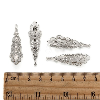 Tarnish Resistant Original Color 201 Stainless Steel Curly Filigree Pendants X-STAS-E083-41P-1