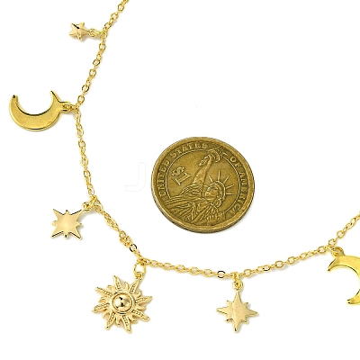 Moon & Star & Sun Brass Pendant Necklaces NJEW-TA00164-1