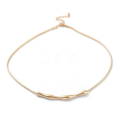 304 Stainless Steel Twist Bar Pendant Necklaces with Snake Chains NJEW-H601-01G-1