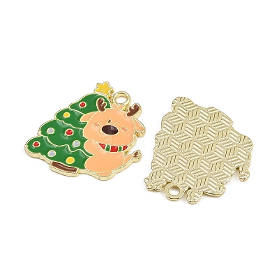 Christmas Deer Theme Alloy Enamel Pendants ENAM-D304-01A-G-1