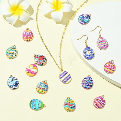 40Pcs 20 Styles Printed Alloy Pendants FIND-CJ0011-18-1