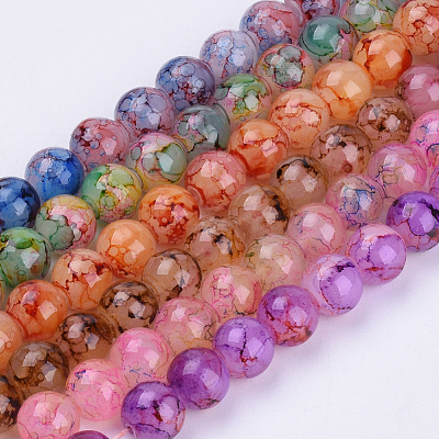 Baking Paint Glass Beads Strands DGLA-Q023-8mm-M02-1