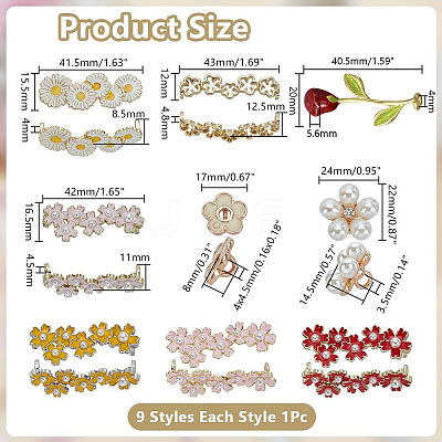 9Pcs 9 Styles Alloy Enamel Flower Shoelace Buckle DIY-AR0004-36-1