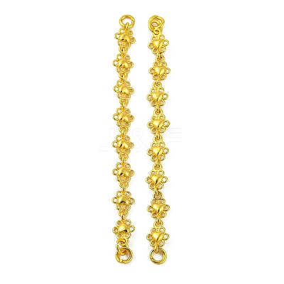 Brass Heart Flower Links Connector Charms KK-G502-14G-1