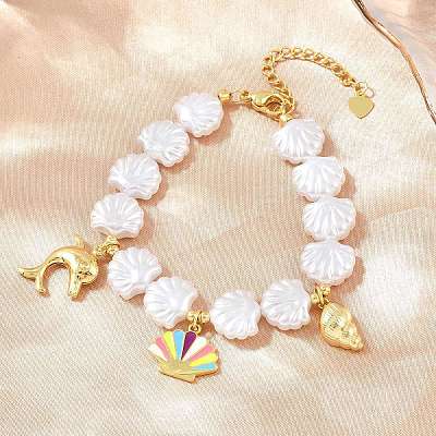 Ocean Brass Enamel Charm Bracelets for Women KK-CBA68DA-15C-G-1