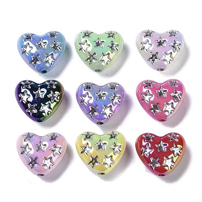 UV Plating Iridescent Acrylic Beads OACR-B021-06-1