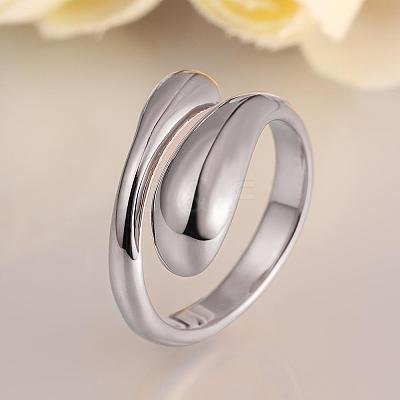Real Platinum Plated Adjustable Brass Finger Rings for Women RJEW-BB07574-C-1