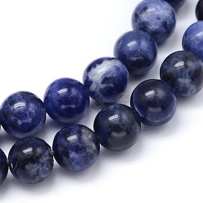 Round Natural Sodalite Beads Strands G-F222-39-6mm-1