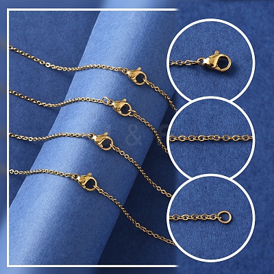 4Pcs 304 Stainless Steel Cable Chain Necklace Making STAS-FS0001-81G-1