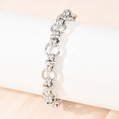 304 Stainless Steel Ring Link Chain Bracelets for Women Men BJEW-H643-10P-1