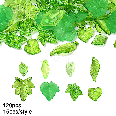 120Pcs 8 Styles Transparent Acrylic Pendants OACR-YW0003-72-1