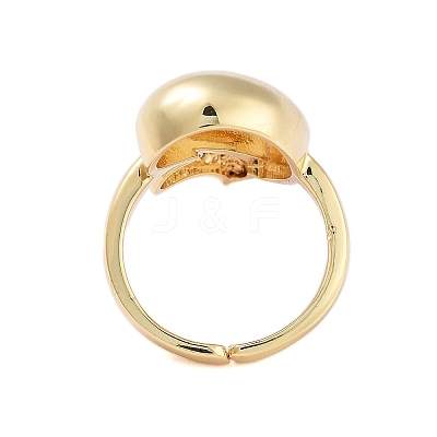 Rack Plating Teardrop Brass Micro Pave Cubic Zirconia Open Cuff Rings for Women RJEW-B064-03G-1