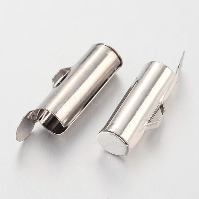 Brass Slide On End Clasp Tubes KK-P031-13P-1