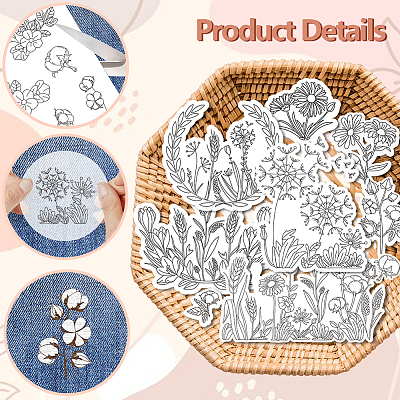 4 Sheets 11.6x8.2 Inch Stick and Stitch Embroidery Patterns DIY-WH0455-171-1