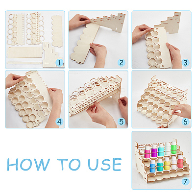 5-Layer Wooden Craft Paint & Brash Rack DIY-WH0401-05-1