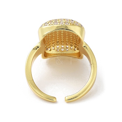 Brass with Cubic Zirconia Open Cuff Rings for Women RJEW-A035-19G-1