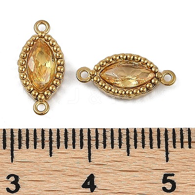 Ion Plating(IP) 304 Stainless Steel Cubic Zirconia Horse Eye Links Connector Charms STAS-K256-21G-07-1