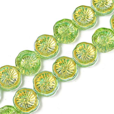 Half Electroplate Baking Paint Glass Beads Strands EGLA-K061-11A-AB03-1