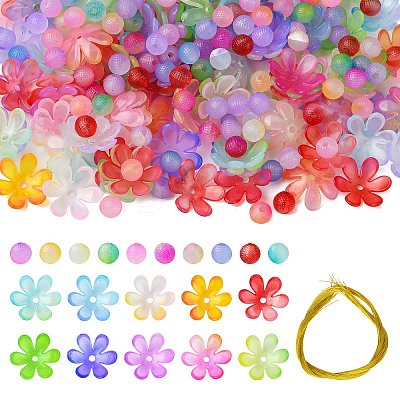 DIY Round Flower Acrylic Beads Jewelry Making Kits DIY-CJ0002-82-1