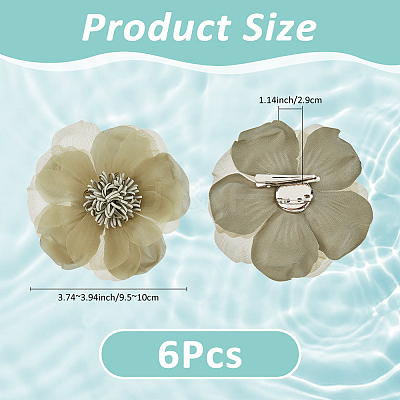 6Pcs Flower Cloth Brooches for Backpack Clothes Wedding Party JEWB-FH0002-38B-1
