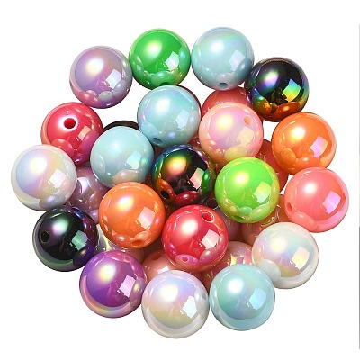 UV Plating Rainbow Iridescent Acrylic Beads PACR-E001-04-1