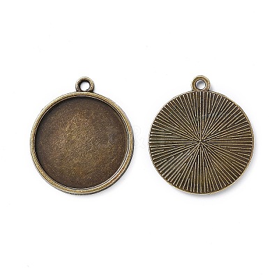 Flat Round Alloy Pendant Cabochon Settings LS-PALLOY-N0088-37AB-NF-1