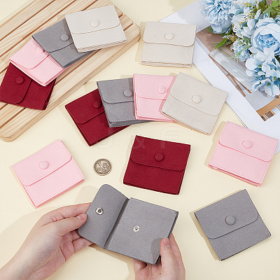 4Pcs 4 Colors Microfiber Jewelry Flap Pouches ABAG-OC0001-19-1