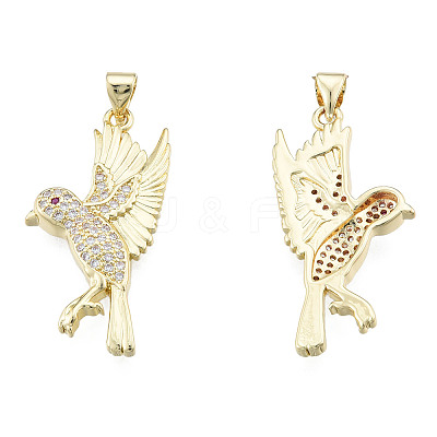 Brass Micro Pave Clear Cubic Zirconia Pendants ZIRC-N039-254-1