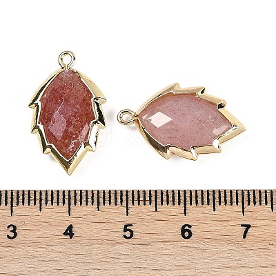 Natural Strawberry Quartz Faceted Leaf Pendants G-I375-04G-13-1