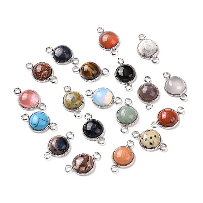 Natural & Synthetic Mixed Gemstone Connector Charms G-D059-01C-1