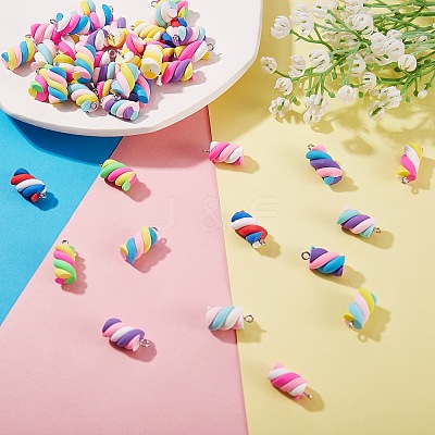 52Pcs 13 Colors Handmade Polymer Clay Charms CLAY-SZ0001-35-1