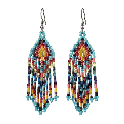 Boho 304 Stainless Steel with Glass Dangle Stud Earring EJEW-MZ00175-02-1