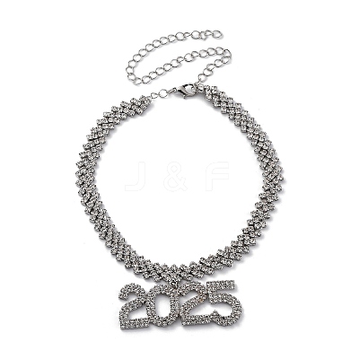 Brass Full Crystal Rhinestone 2025 Pendant Necklaces for Women LS-NJEW-Q005-01P-1