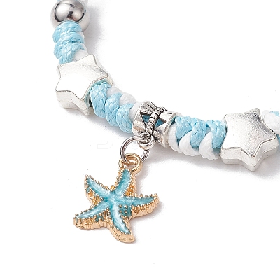 2Pcs 2 Styles Adjustable Korean Waxed Polyester Cord Bracelets BJEW-JB11607-1