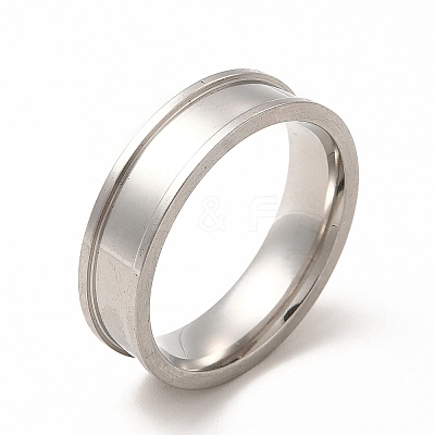 Non-Tarnish 201 Stainless Steel Grooved Finger Ring Settings STAS-P323-12P-1
