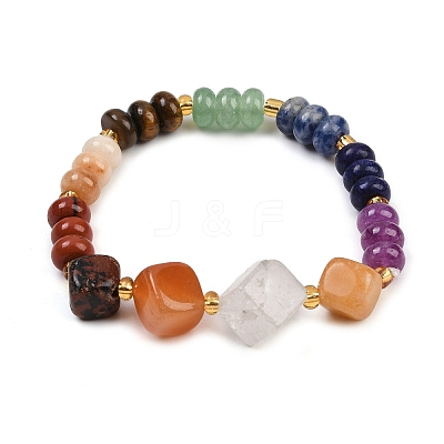 Natural & Synthetic Mixed Gemstone Beads Stretch Bracelets for Women BJEW-B146-01B-1