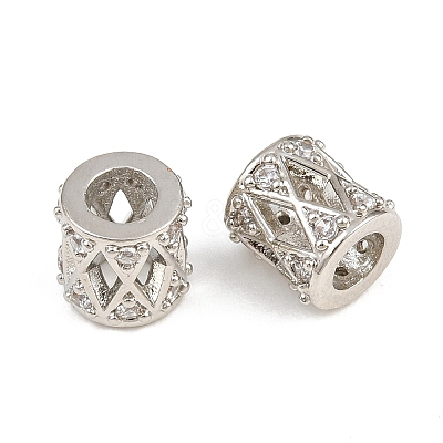 Brass Micro Pave Clear Cubic Zirconia European Beads CU-CBA6A75-24P-1