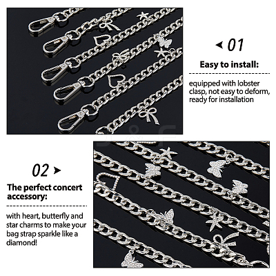 3Pcs Alloy Twisted Chain Bag Strap AJEW-FH00023-1