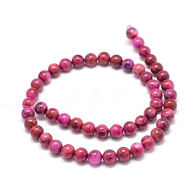 Natural Dyed Crazy Lace Agate Round Bead Strands G-P075-19-6mm-1
