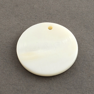 Flat Round Sea Shell Charms SSHEL-R025-11.5mm-1