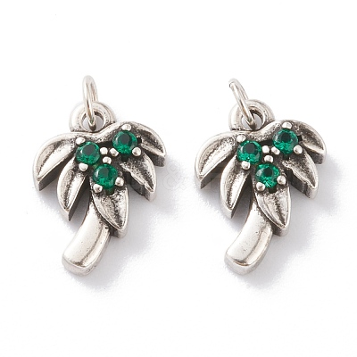 Brass Micro Pave Green Cubic Zirconia Charms ZIRC-A016-05AS-1