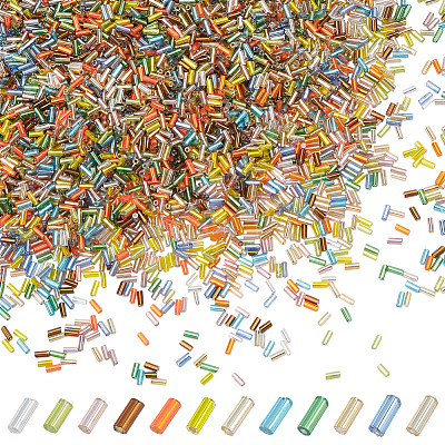 5400pcs 12 Colors Plated Glass Bugle Beads SEED-PH0002-32-1