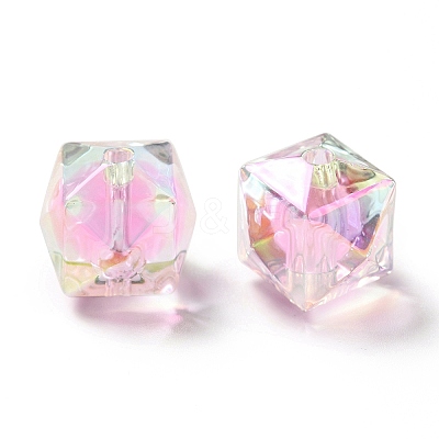 Two Tone UV Plating Rainbow Iridescent Acrylic Beads TACR-D010-02C-1